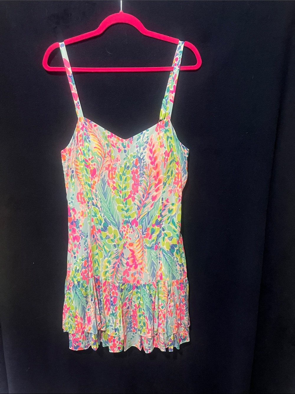 Lilly Pulitzer Neon Floral Spaghetti-Strap Mini Dress - Pink, Green, Blue